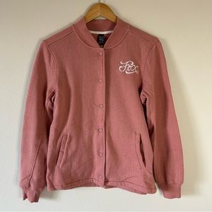 Fox button up sweatshirt, medium, light pink